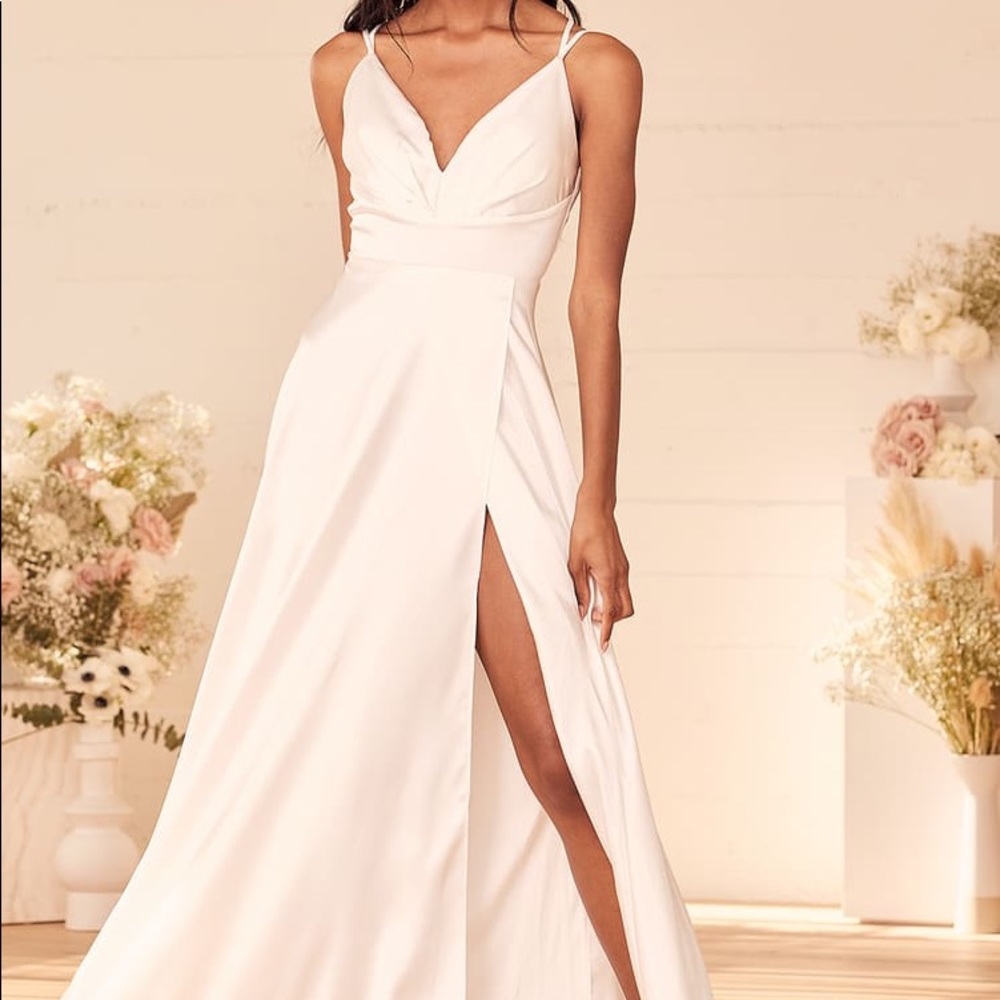 Found Love White Satin Sleeveless Maxi Dress size M NWT
